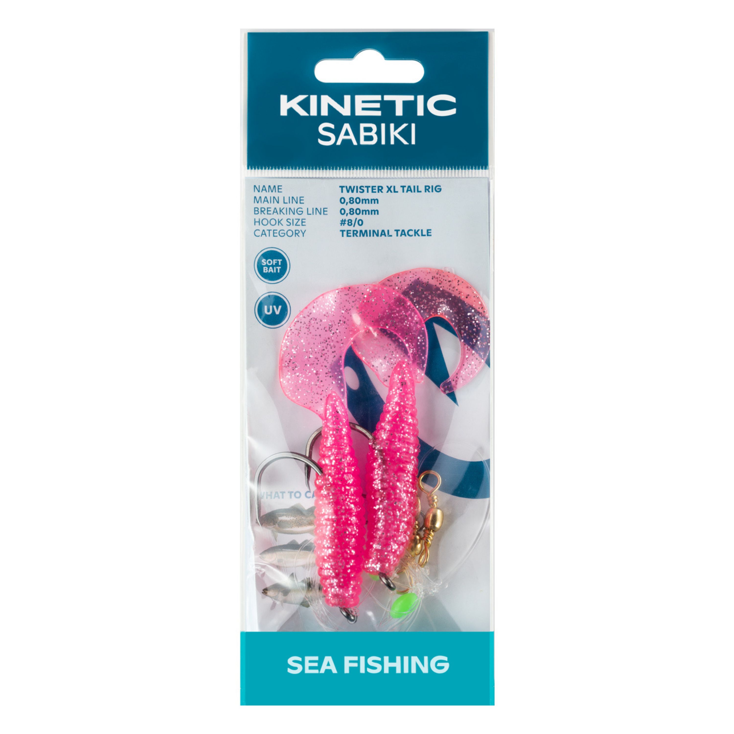 Kinetic Sabiki Twister Tail Rig XL Pink/sølv