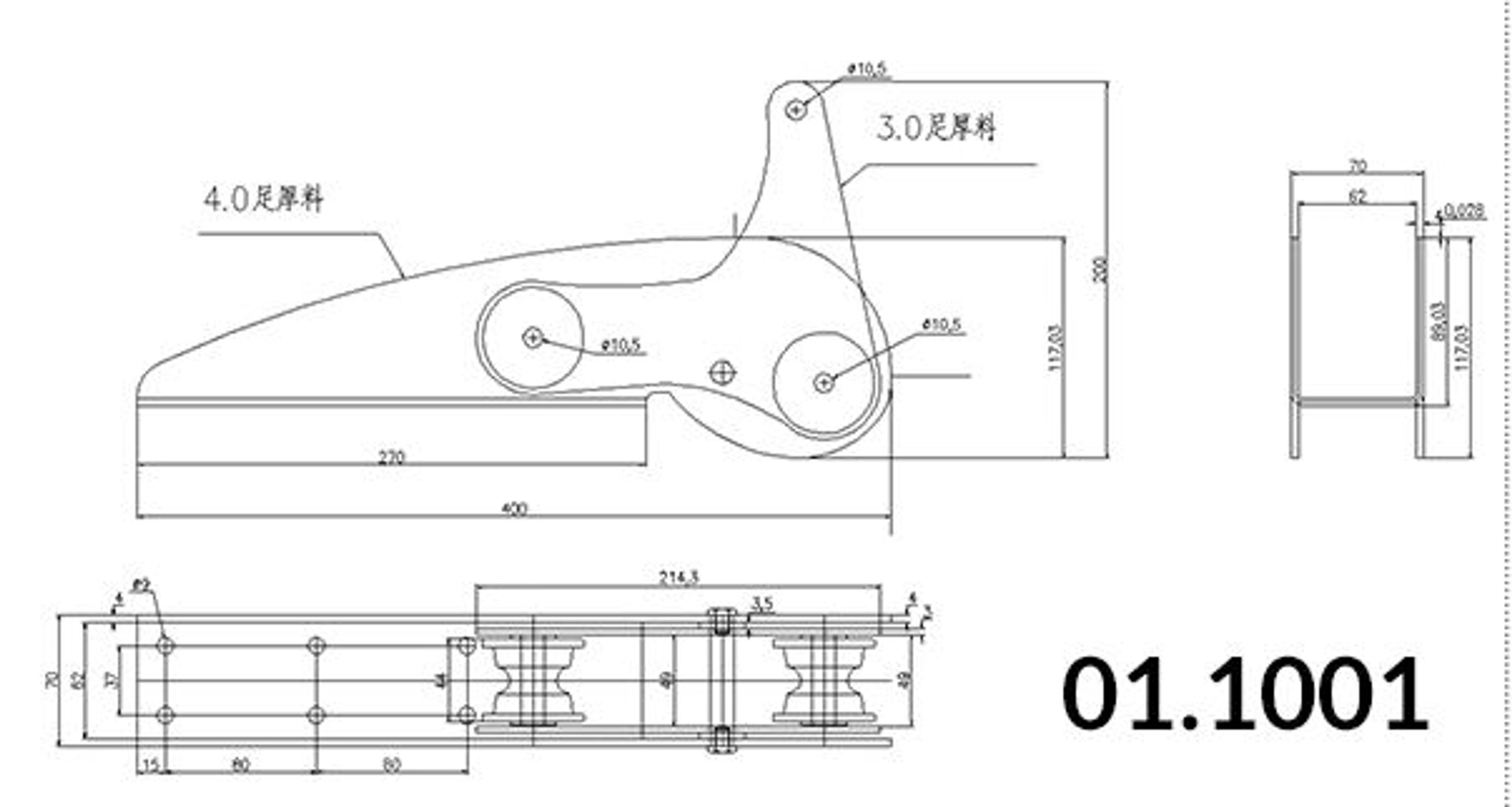 Ankerrulle AISI 316 maks 15 kg. Anker l-400 mm