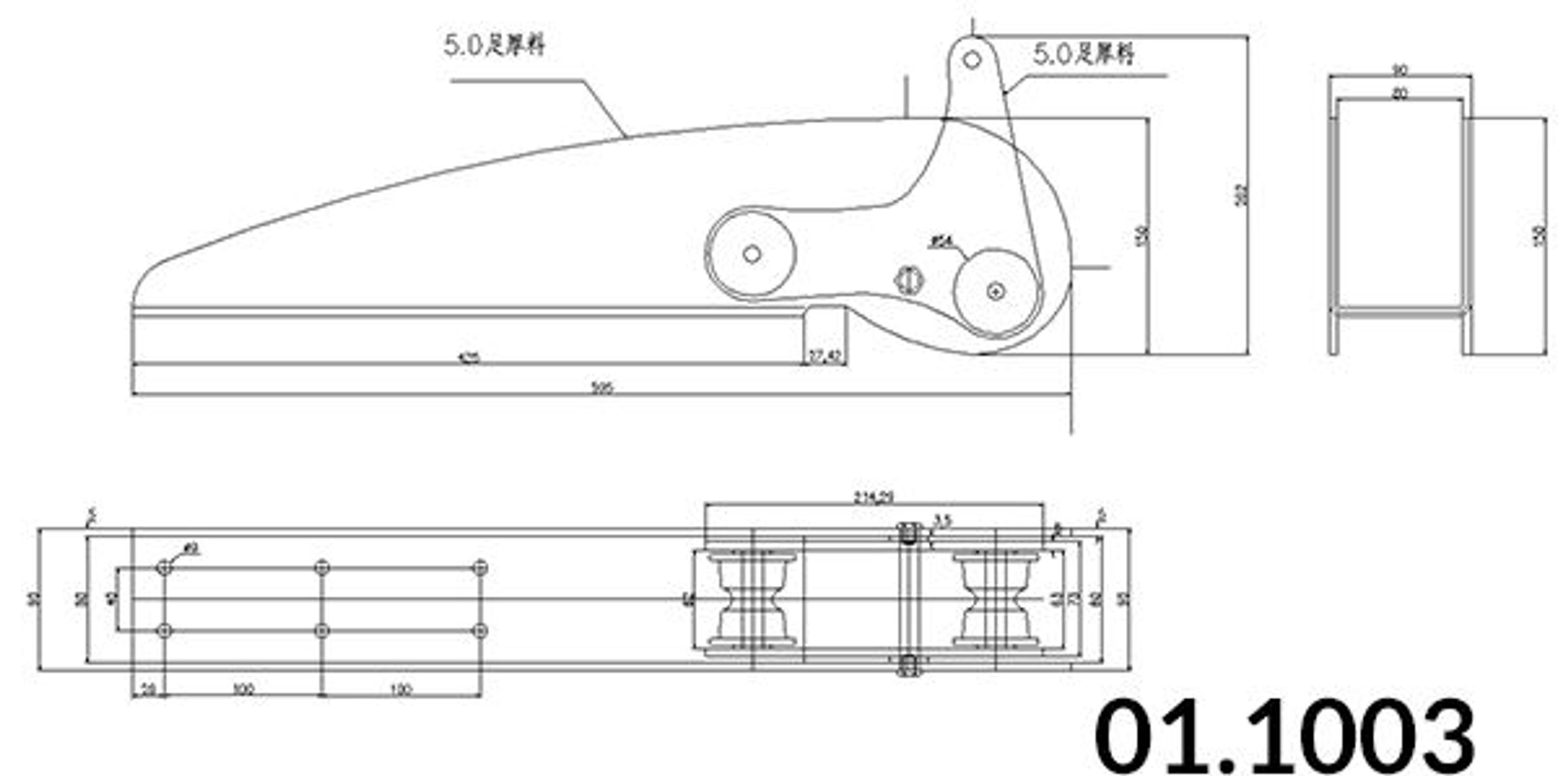 Ankerrulle AISI 316 maks 30 kg. Anker l-595 mm